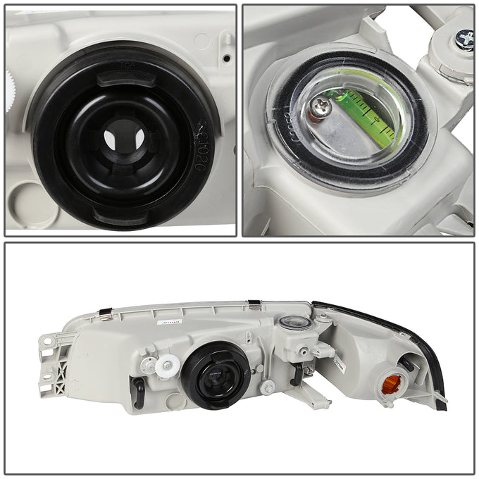 D-Motoring - Headlights - Chrome Housing - Clear Lens - Amber Corner - Plug-n-Play - Pair - 97-02 Mitsubishi Mirage 2-Dr Coupe - 5