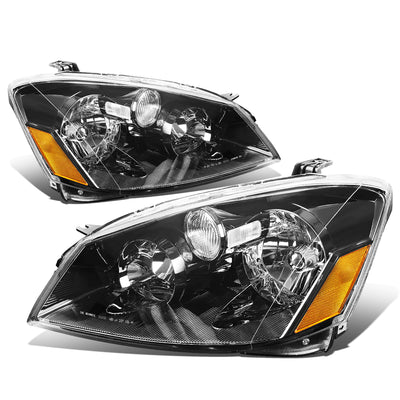 D-Motoring - Headlights - Black Housing - Amber Corner - Plug-n-Play - Pair - 05-06 Nissan Altima - 1
