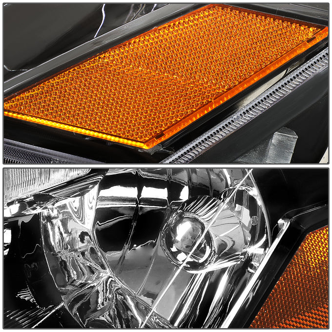 D-Motoring - Headlights - Black Housing - Amber Corner - Plug-n-Play - Pair - 05-06 Nissan Altima - 4