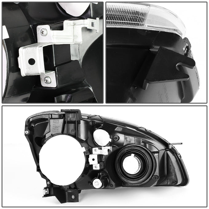 D-Motoring - Headlights - Black Housing - Amber Corner - Plug-n-Play - Pair - 05-06 Nissan Altima - 5