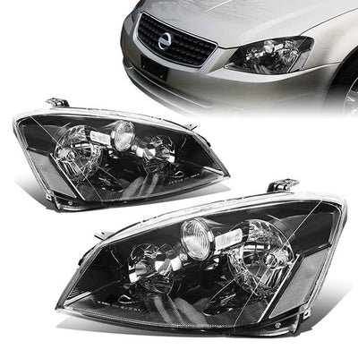 05-06 Nissan Altima Headlights - Black Housing - Clear Corner - Plug-n-Play - Pair