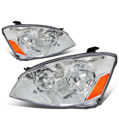 D-Motoring - Headlights - Chrome Housing - Amber Corner - Plug-n-Play - Pair - 05-06 Nissan Altima - 1
