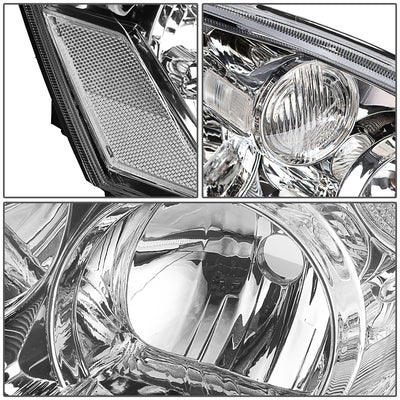 D-Motoring - Headlights - Chrome Housing - Clear Corner - Plug-n-Play - Pair - 05-06 Nissan Altima - 4