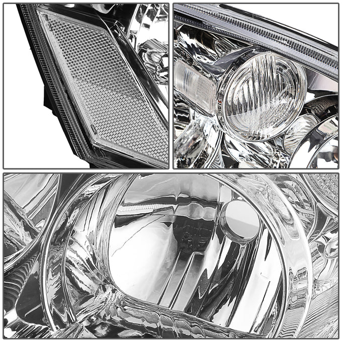 D-Motoring - Headlights - Chrome Housing - Clear Corner - Plug-n-Play - Pair - 05-06 Nissan Altima - 4