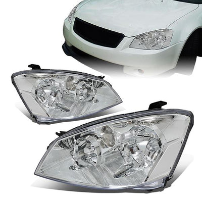 05-06 Nissan Altima Headlights - Chrome Housing - Clear Corner - Plug-n-Play - Pair