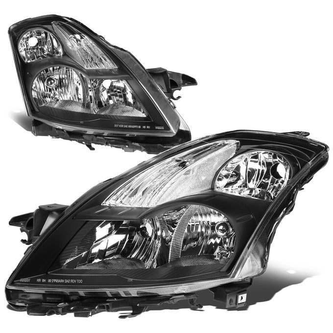 D-Motoring - Headlights - Black Housing - Clear Corner - Plug-n-Play - Pair - 07-09 Nissan Altima 4-Door Sedan - 1