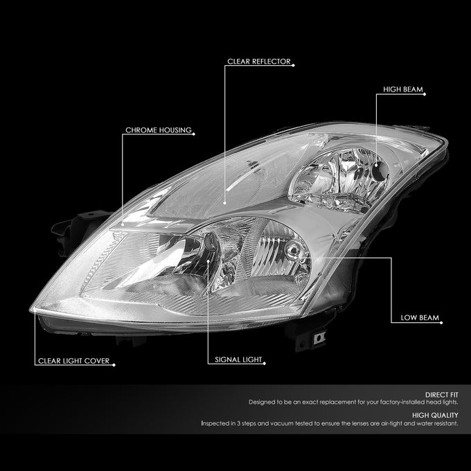 D-Motoring - 07-09 Nissan Altima Sedean Headlights - Chrome Housing - Clear Lens - Clear Corner - Plug-n-Play - Pair - 2