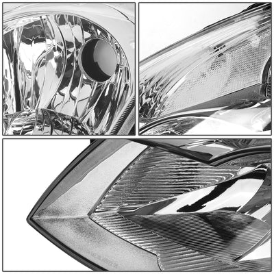 D-Motoring - 07-09 Nissan Altima Sedean Headlights - Chrome Housing - Clear Lens - Clear Corner - Plug-n-Play - Pair - 4