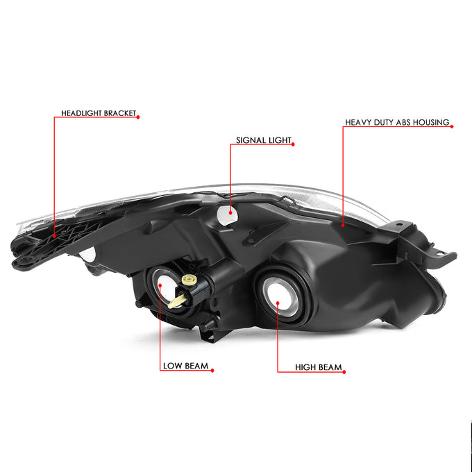 D-Motoring - 07-09 Nissan Altima Sedean Headlights - Chrome Housing - Clear Lens - Clear Corner - Plug-n-Play - Pair - 6