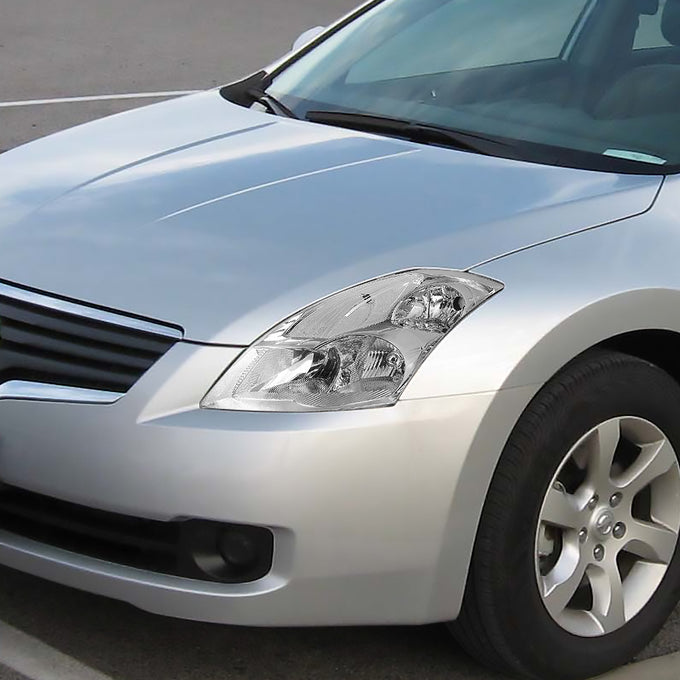D-Motoring - 07-09 Nissan Altima Sedean Headlights - Chrome Housing - Clear Lens - Clear Corner - Plug-n-Play - Pair - 7