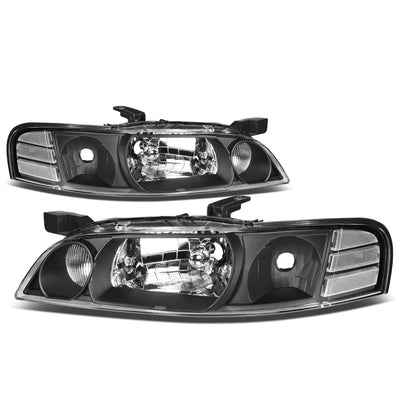 D-Motoring - Headlights - Black Housing - Clear Lens - Clear Corner - Plug-n-Play - Pair - 00-01 Nissan Altima - 1