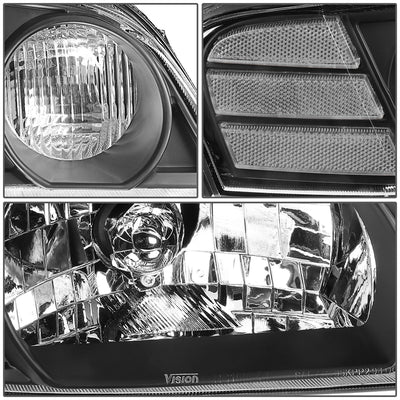 D-Motoring - Headlights - Black Housing - Clear Lens - Clear Corner - Plug-n-Play - Pair - 00-01 Nissan Altima - 4