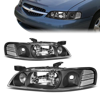00-01 Nissan Altima Headlights - Black Housing - Clear Lens - Clear Corner - Plug-n-Play - Pair