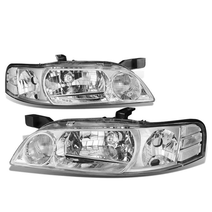 D-Motoring - Headlights - Chrome Housing - Clear Corner - Plug-n-Play - Pair - 00-01 Nissan Altima - 1