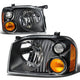 D-Motoring - Headlights - Black Housing - Clear Lens - Amber Corner - Plug-n-Play - Pair - 01-04 Nissan Frontier - 1