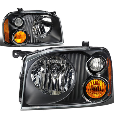D-Motoring - Headlights - Black Housing - Clear Lens - Amber Corner - Plug-n-Play - Pair - 01-04 Nissan Frontier - 4
