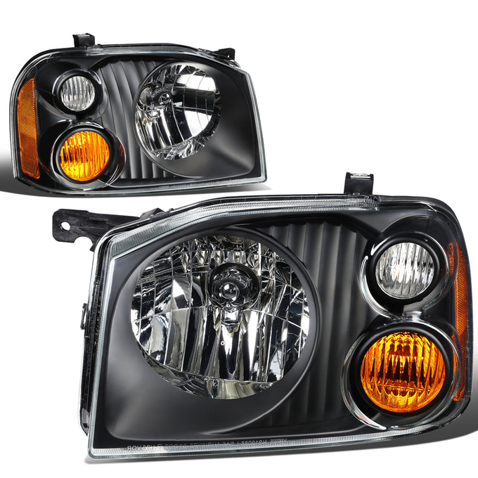 D-Motoring - Headlights - Black Housing - Clear Lens - Amber Corner - Plug-n-Play - Pair - 01-04 Nissan Frontier - 4