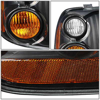 D-Motoring - Headlights - Black Housing - Clear Lens - Amber Corner - Plug-n-Play - Pair - 01-04 Nissan Frontier - 3