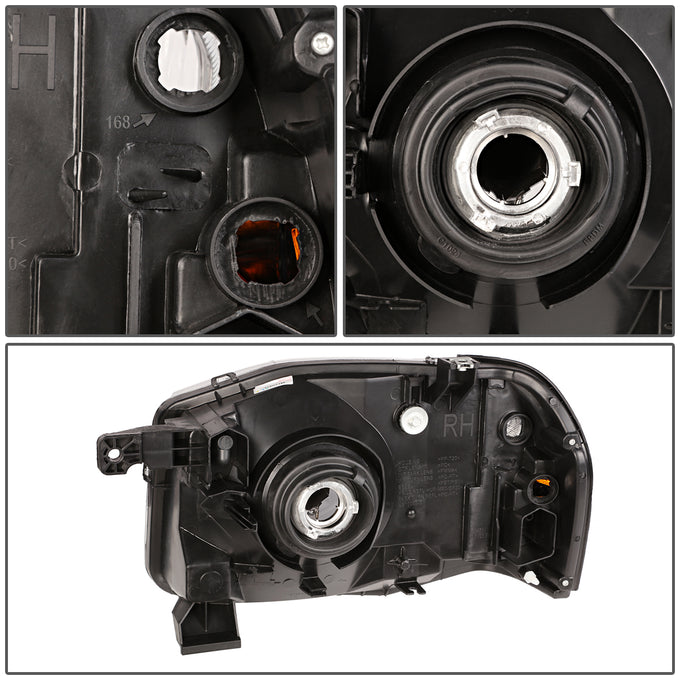 D-Motoring - Headlights - Black Housing - Clear Lens - Amber Corner - Plug-n-Play - Pair - 01-04 Nissan Frontier - 5