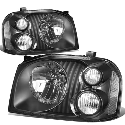 D-Motoring - Headlights - Black Housing - Clear Lens - Clear Corner - Plug-n-Play - Pair - 01-04 Nissan Frontier - 1