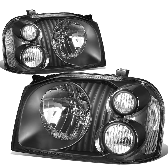 D-Motoring - Headlights - Black Housing - Clear Lens - Clear Corner - Plug-n-Play - Pair - 01-04 Nissan Frontier - 1