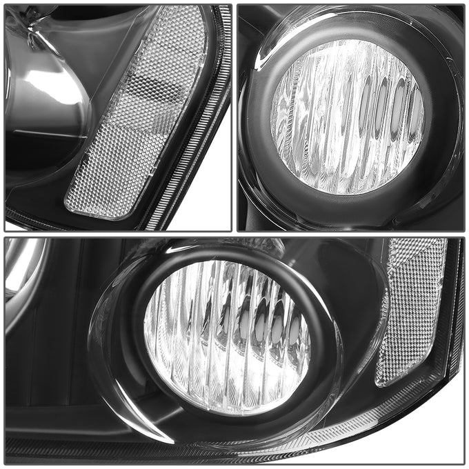 D-Motoring - Headlights - Black Housing - Clear Lens - Clear Corner - Plug-n-Play - Pair - 01-04 Nissan Frontier - 3
