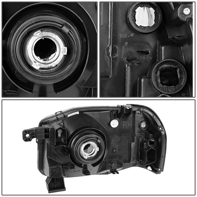 D-Motoring - Headlights - Black Housing - Clear Lens - Clear Corner - Plug-n-Play - Pair - 01-04 Nissan Frontier - 4