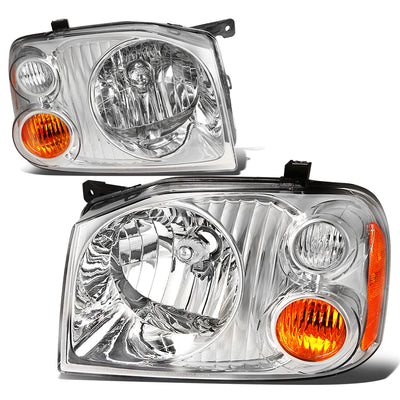 D-Motoring - Headlights - Chrome Housing - Clear Lens - Amber Corner - Plug-n-Play - Pair - 01-04 Nissan Frontier - 1