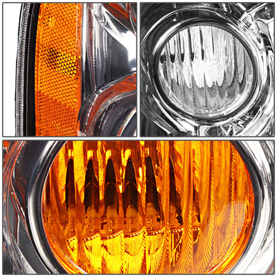 D-Motoring - Headlights - Chrome Housing - Clear Lens - Amber Corner - Plug-n-Play - Pair - 01-04 Nissan Frontier - 3