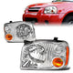 01-04 Nissan Frontier Headlights - Chrome Housing - Clear Lens - Amber Corner - Plug-n-Play - Pair