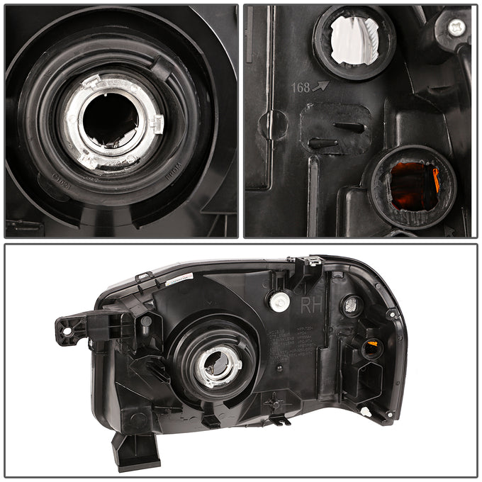 D-Motoring - Headlights - Chrome Housing - Clear Lens - Clear Corner - Plug-n-Play - Pair - 01-04 Nissan Frontier - 4