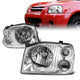 01-04 Nissan Frontier Headlights - Chrome Housing - Clear Lens - Clear Corner - Plug-n-Play - Pair