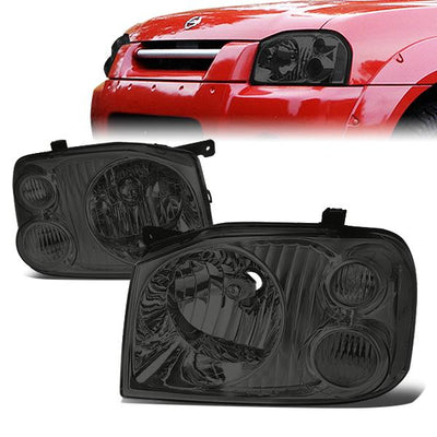 01-04 Nissan Frontier Headlights - Smoked Housing - Smoked Lens - Clear Corner - Plug-n-Play - Pair
