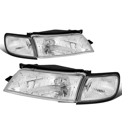D-Motoring - Headlights - Chrome Housing - Clear Lens - Clear Corner - Plug-n-Play - Pair - 97-99 Nissan Maxima - 1