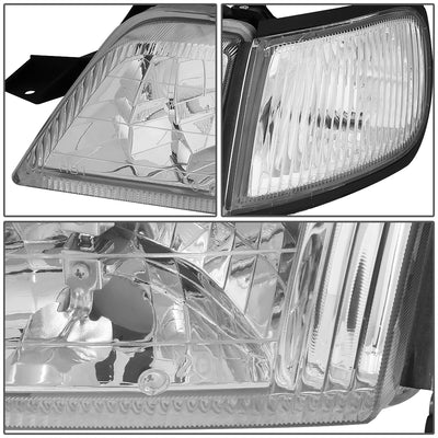 D-Motoring - Headlights - Chrome Housing - Clear Lens - Clear Corner - Plug-n-Play - Pair - 97-99 Nissan Maxima - 4