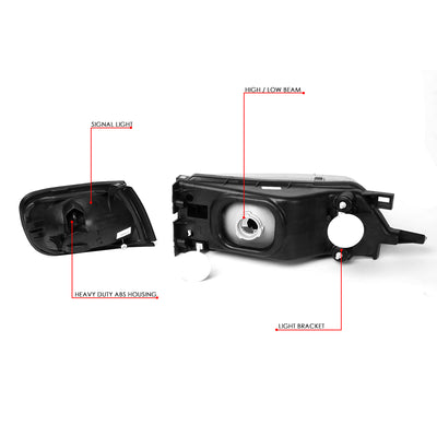 D-Motoring - Headlights - Chrome Housing - Clear Lens - Clear Corner - Plug-n-Play - Pair - 97-99 Nissan Maxima - 6