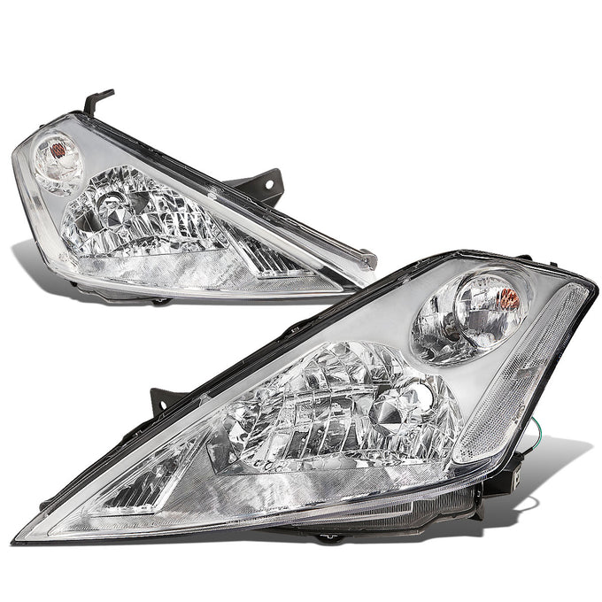 D-Motoring - Headlights - Chrome Housing - Clear Corner - Plug-n-Play - Pair - 03-07 Nissan Murano - 1