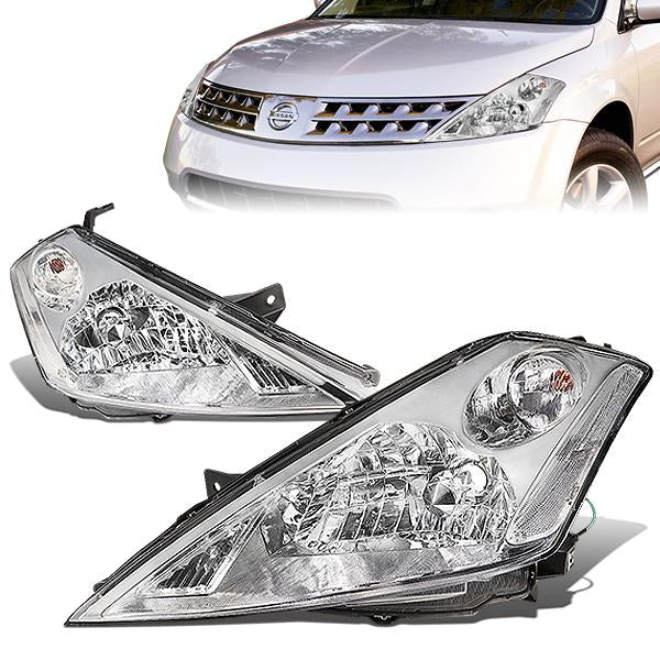 03-07 Nissan Murano Headlights - Chrome Housing - Clear Corner - Plug-n-Play - Pair