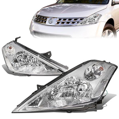 03-07 Nissan Murano Headlights - Chrome Housing - Clear Corner - Plug-n-Play - Pair