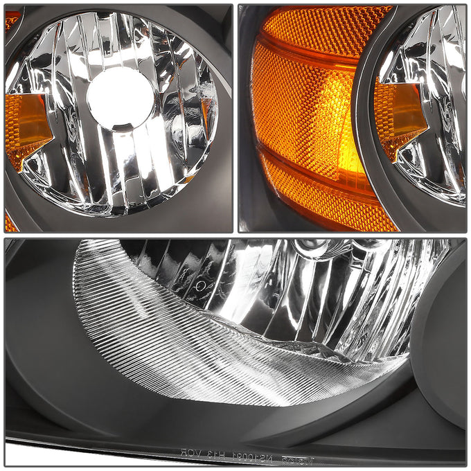 D-Motoring - Headlights - Black Housing - Amber Corner - Plug-n-Play - Pair - 4-06 Nissan Sentra - 3