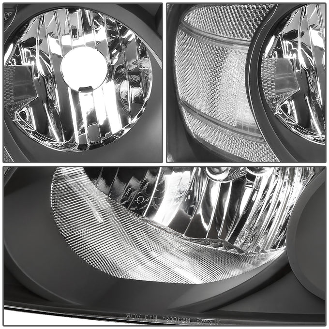 D-Motoring - Headlights - Black Housing - Clear Corner - Plug-n-Play - Pair - 4-06 Nissan Sentra - 3