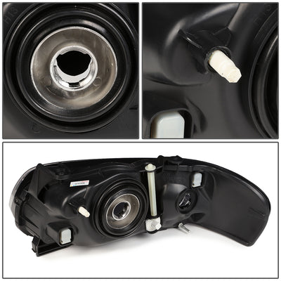 D-Motoring - Headlights - Black Housing - Clear Corner - Plug-n-Play - Pair - 4-06 Nissan Sentra - 4
