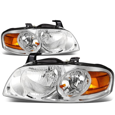 D-Motoring - Headlights - Chrome Housing - Clear Lens - Amber Corner - Plug-n-Play - Pair - 4-06 Nissan Sentra - 1