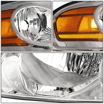D-Motoring - Headlights - Chrome Housing - Clear Lens - Amber Corner - Plug-n-Play - Pair - 4-06 Nissan Sentra - 3