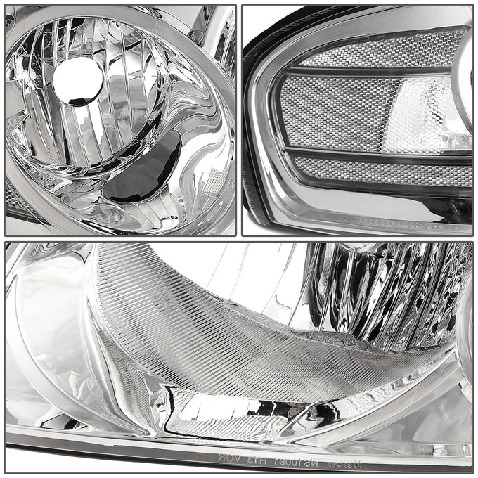 D-Motoring - Headlights - Chrome Housing - Clear Lens - Clear Corner - Plug-n-Play - Pair - 4-06 Nissan Sentra - 3