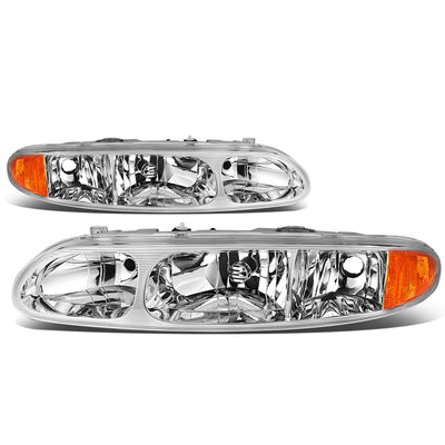 D-Motoring - Headlights - Chrome Housing - Clear Lens - Amber Corner - Plug-n-Play - Pair - 99-04 Oldsmobile Alero - 1