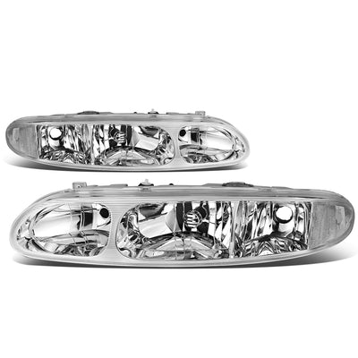 D-Motoring - Headlights - Chrome Housing - Clear Lens - Clear Corner - Plug-n-Play - Pair - 99-04 Oldsmobile Alero - 1
