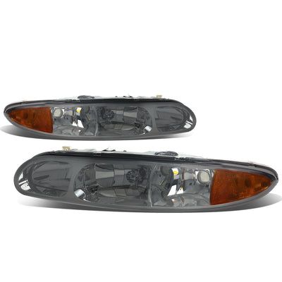 D-Motoring - Headlights - Smoked Lens - Amber Corner - Plug-n-Play - Pair - 99-04 Oldsmobile Alero - 1