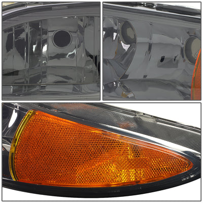 D-Motoring - Headlights - Smoked Lens - Amber Corner - Plug-n-Play - Pair - 99-04 Oldsmobile Alero - 3