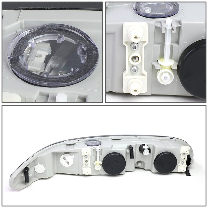 D-Motoring - Headlights - Smoked Lens - Amber Corner - Plug-n-Play - Pair - 99-04 Oldsmobile Alero - 4